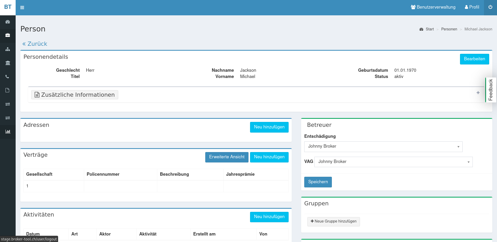 Demo Screenshot von BrokerTool 1